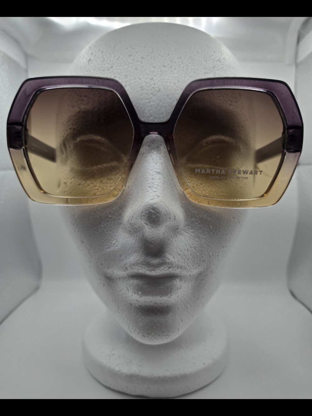 Martha Stewart Oversized Square Sunglasses Purple Tan Gradient Chic Mom Boss